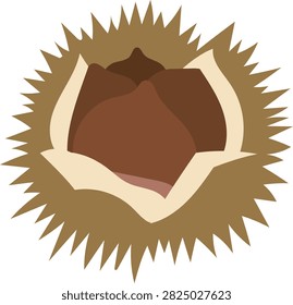 Chestnut Minimal Autumn Nut Vector Illustration