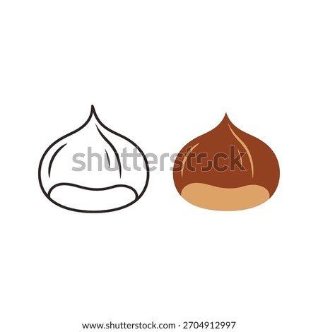Chestnut outline and color vector illustration isolated on