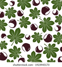 Chestnut pattern background set. Collection icon chestnut. Vector
