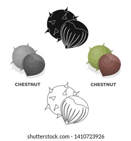 Chestnut.Different kinds of nuts single icon in cartoon,black style vector symbol stock illustration.