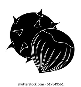 Chestnut.Different kinds of nuts single icon in black style vector symbol stock illustration.