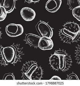  Chestnuts. Black and white graphic seamless pattern.