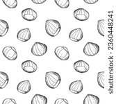 Chestnuts seamless pattern with plant, fruit, sweet chestnut repeating background. Backdrop with nuts decorative ornament for print, paper,  wrapping, card, template, packaging. Vector illustration