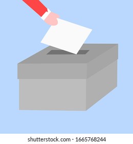 Chests and cards for elections.Dropping the paper into the box.Elections are a symbol of democracy.