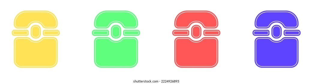 Chests cartoon vector icon. Set of vector chests in different colors in a simple style. Chest minimalism vector.