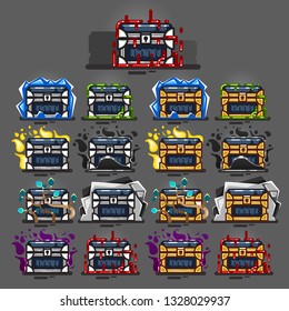 Chests closed with magic for video games at night