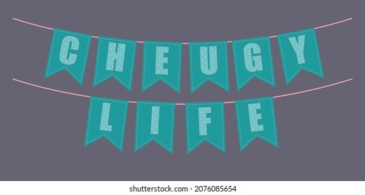 Cheug, word in wooden alphabet letters. New trendy teens millennial words. New English words. Cheugy life