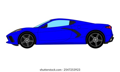 Chevrolet Corvette C8 Mid-engine Sport Car Vector USA Coupe Speed Icon Modern