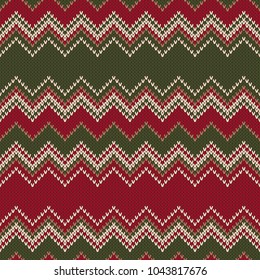 Chevron Abstract Knitted Sweater Pattern. Vector Seamless Background. Wool Knit Texture Imitation