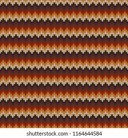 Chevron Abstract Knitted Sweater Pattern. Vector Seamless Background. Wool Knit Texture Imitation