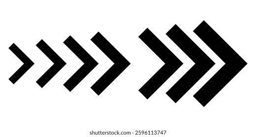 Chevron arrow icon. Moving arrows icon. blend effect, pointer, speed direction, road caution, military, navigation sign isolated on white background. dynamic moving arrow icon. eps 888.