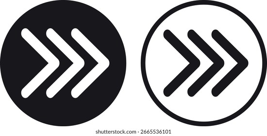 Chevron arrow icon set in two styles isolated on white background . Chevron symbol . Vector illustration