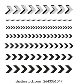 Chevron arrow icons. Bold direction elements. Vector pointer set. Black movement symbols.