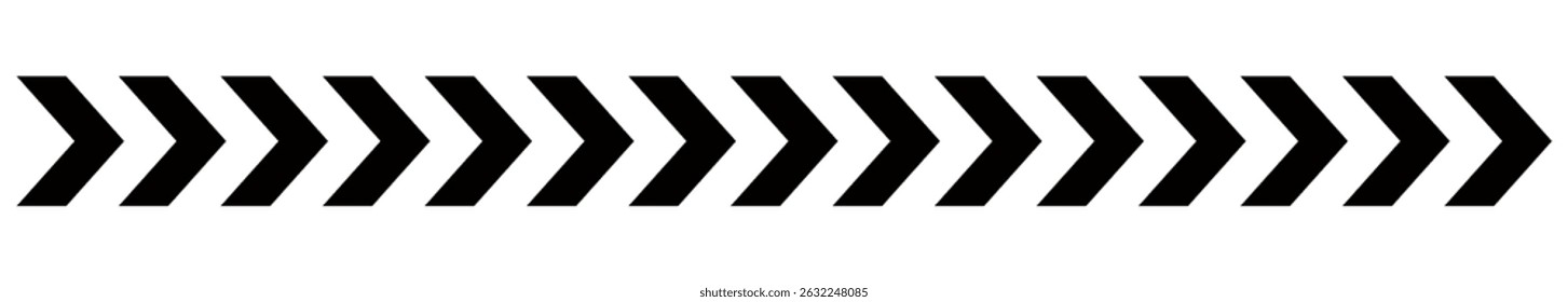 Chevron arrow line pattern in repeating design, motion and direction concept. Flat vector illustration isolated on white background.