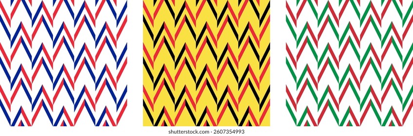 chevron arrow pattern of french, belgian and italian flags. geometric background for decoration. vector illustration