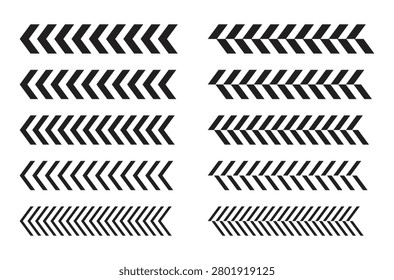Chevron arrow symbols collection with dynamic striped speed elements.