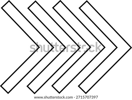 Chevron Arrow Vector Black Line Style Direction Symbols, Navigation Pointer Marks, Guide Indicators, Shape Signs, Forward Move Icons, Minimal Graphic Element