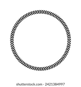 Chevron arrows circle. Striped ring shape. Round ornament with repeated V shaped stripes isolated on white background. Vector graphic illustration.