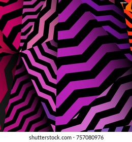 Chevron background, rippled rainbow and black pattern.