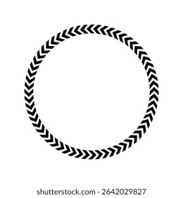 Chevron circle arrow icon. Round arrow frame. Vector isolated on white. Vector Illustration . 
