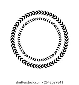 Chevron circle arrow icon. Round arrow frame. Vector isolated on white. Vector Illustration . 