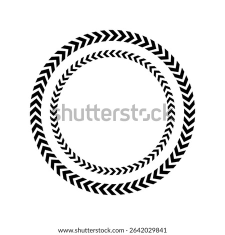 Chevron circle arrow icon. Round arrow frame. Vector isolated on white. Vector Illustration . 
