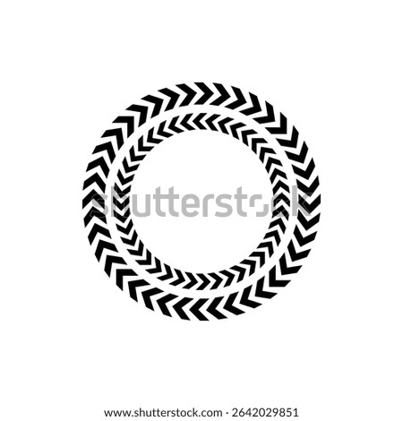 Chevron circle arrow icon. Round arrow frame. Vector isolated on white. Vector Illustration . 