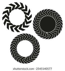Chevron circle icon. Abstract round pattern. Circular zigzag symbol. Vector design.