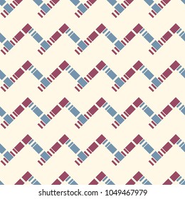 Chevron diagonal stripes abstract background. Seamless surface pattern with geometric ornament. Zigzag horizontal lines wallpaper. Embroidery style digital paper, textile print, page fill. Vector art
