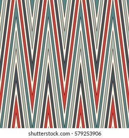 Chevron diagonal stripes abstract background. Retro style seamless pattern with classic geometric ornament. Zigzag horizontal lines wallpaper. Digital paper, textile print, page fill. Vector art
