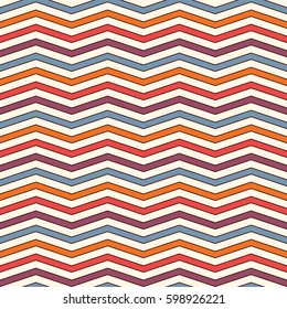 Chevron diagonal stripes abstract background. Bright seamless pattern with classic geometric ornament. Zigzag horizontal lines wallpaper. Vivid digital paper, textile print, page fill. Vector art