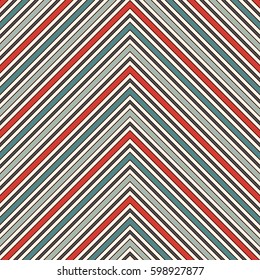 Chevron diagonal stripes abstract background. Retro style seamless pattern with classic geometric ornament. Zigzag horizontal lines wallpaper. Digital paper, textile print, page fill. Vector art