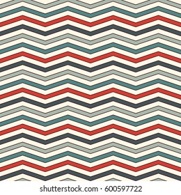 Chevron diagonal stripes abstract background. Retro style seamless pattern with classic geometric ornament. Zigzag horizontal lines wallpaper. Digital paper, textile print, page fill. Vector art