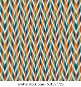 Chevron diagonal stripes abstract background. Bright seamless pattern with classic geometric ornament. Zigzag horizontal lines wallpaper. Vivid digital paper, textile print, page fill. Vector art