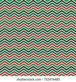 Chevron diagonal stripes abstract background. Seamless pattern in Christmas traditional colors. Zigzag horizontal lines wallpaper. Vivid digital paper, textile print, page fill. Vector art