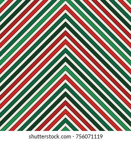 Chevron diagonal stripes abstract background. Seamless pattern in Christmas traditional colors. Zigzag horizontal lines wallpaper. Vivid digital paper, textile print, page fill. Vector art