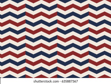 Chevron diamond old glory red, white and blue seamless pattern. Vector file for backdrop, background and wallpaper.