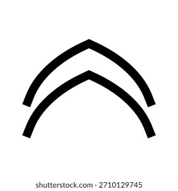 chevron double up icon on white background