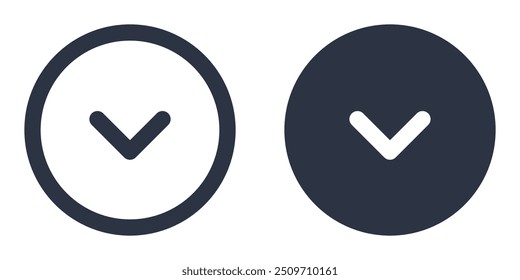 Chevron Down in Circle simple icons set designed in filled, outline, line and stroke style