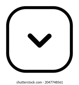chevron down Icon. Flat style rounded rectangle isolated on white background. Vector illustration