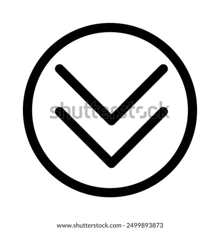 chevron down Icon. Flat style design isolated on white background. Vector illustration. Black circular icon