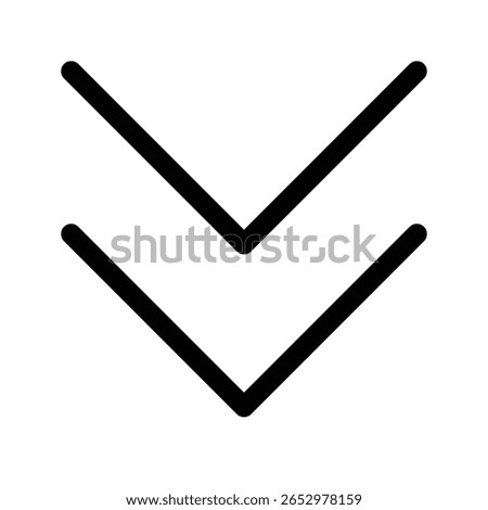 Chevron down outline icon for dropdown menu, expand, and navigation.