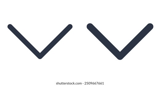 Chevron Down simple icons set designed in filled, outline, line and stroke style