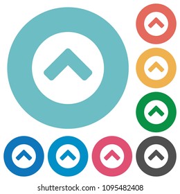 Chevron up flat white icons on round color backgrounds
