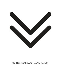 Chevron force down Navigation Lineart Icon. Good for GPS and travel app UI.