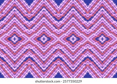 Chevron Geometric Pattern in Pink, Purple, and Blue for Decorative Textile and Wallpaper Art