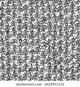 Chevron or herringbone pattern in black and white. The texture inspired by the branch and leaf of some conifers. Textile design for blouses, shirts, dresses, scarves and others. Vector seamless.