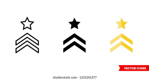 Chevron icon of 3 types: color, black and white, outline. Isolated vector sign symbol.
