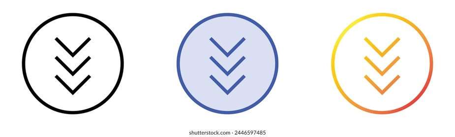 chevron icon. Linear, Blue Fill and Gradient Style Design Isolated On White Background