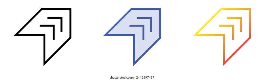 chevron icon. Linear, Blue Fill and Gradient Style Design Isolated On White Background